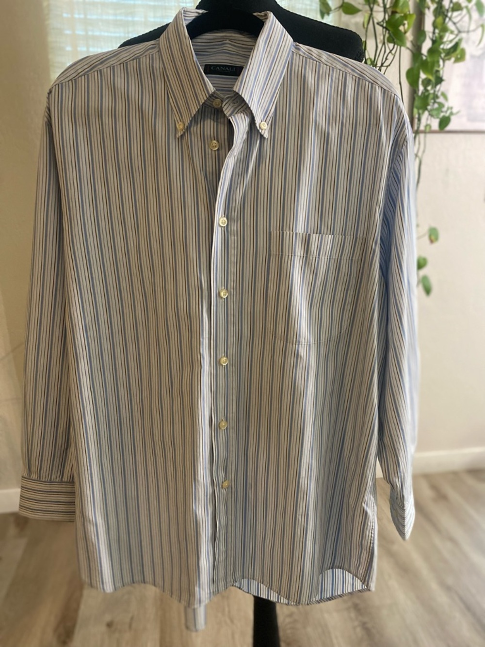 CANALI Italian Sporswear Luxury Men’s Shirt Multi-Stripe 100% Cotton